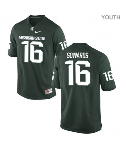 Youth Michigan State Spartans NCAA #16 Brandon Sowards Green Authentic Nike Stitched College Football Jersey EF32Z72KI